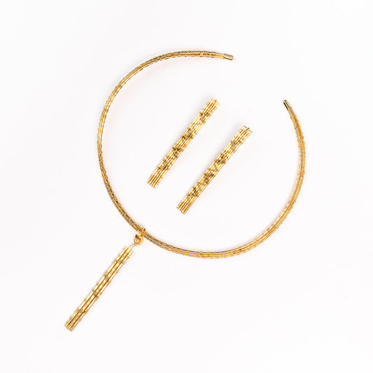 Bamboo Bellina Aretes y Collar
